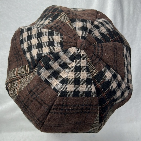 Hat, brown, and black plaid hat - Picture 3 of 3